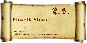 Minarik Vince névjegykártya